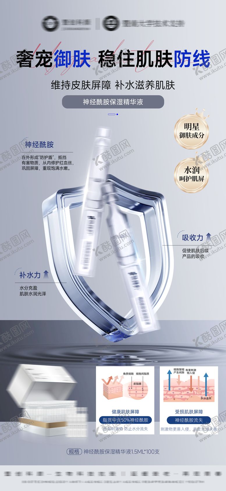 编号：17649901281251484210【酷图网】源文件下载-医美美业护肤套盒神经酰胺次抛保湿精华