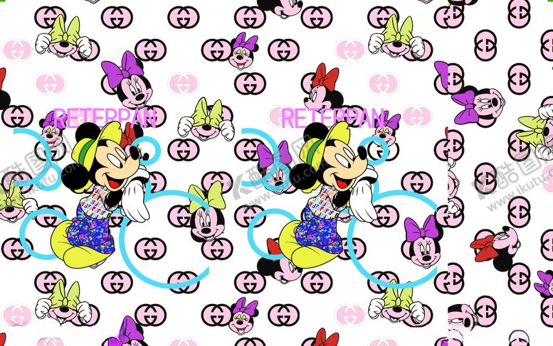 编号：43019209230124127935【酷图网】源文件下载-米奇古驰字母数码印花