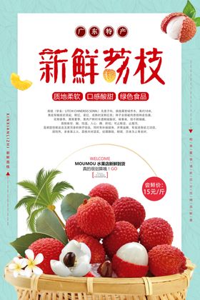 新鲜荔枝水果促销活动海报素材