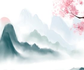 山水画流卧室背景墙高清