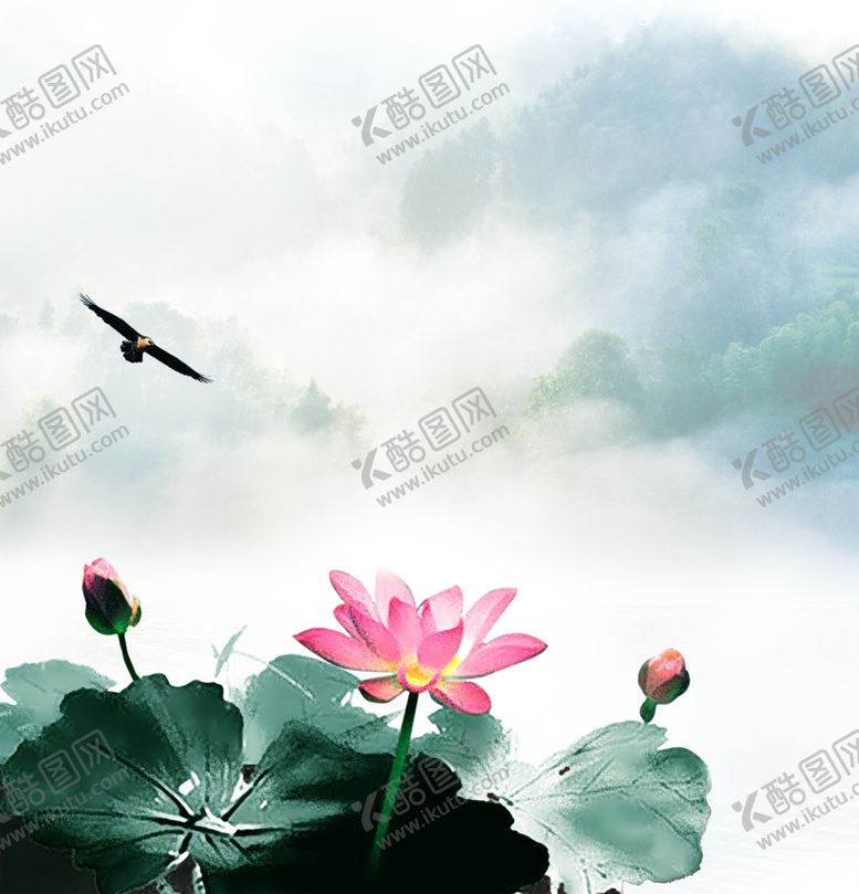 编号：89899404210528062795【酷图网】源文件下载-水墨荷花粉色荷花荷花意境