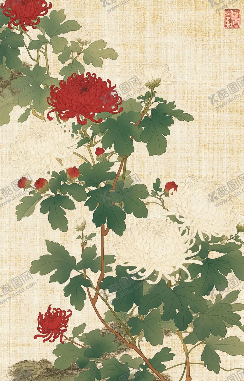 编号：67407001290201179532【酷图网】源文件下载-古画菊花