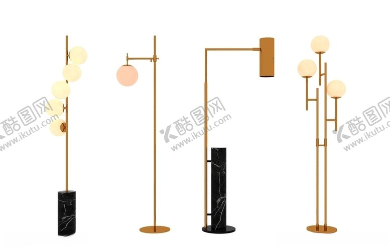 编号：61156109190141449014【酷图网】源文件下载-现代落地灯3d模型组合