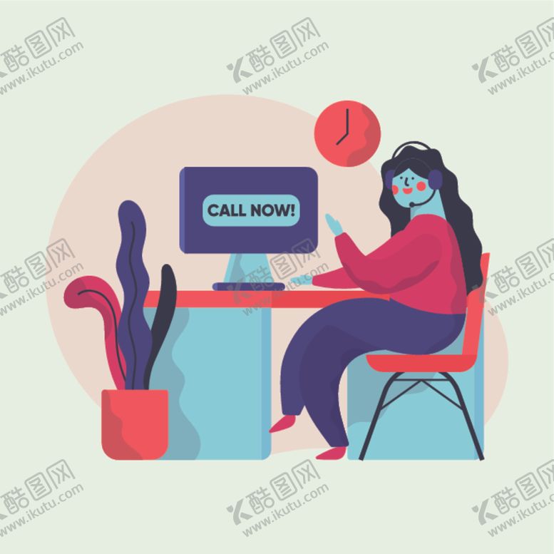 编号：32208310110848139197【酷图网】源文件下载-卡通客服人员