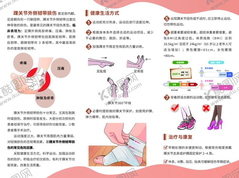 编号：28651612181641149837【酷图网】源文件下载-踝关节外侧韧带损伤患者三折页
