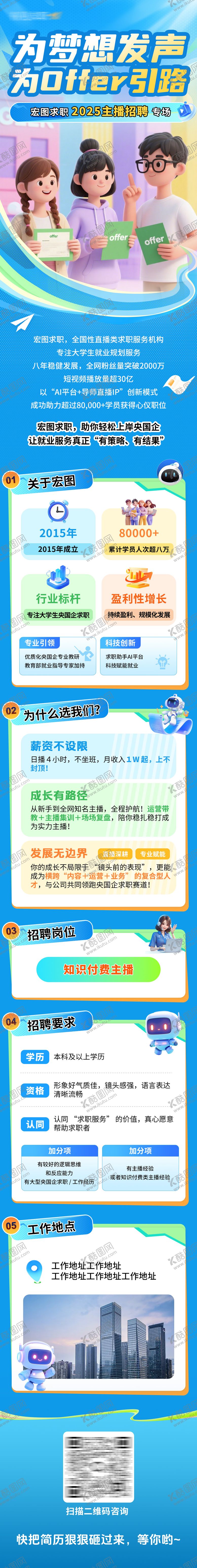 编号：34308209292159546170【酷图网】源文件下载-主播招聘专场长图