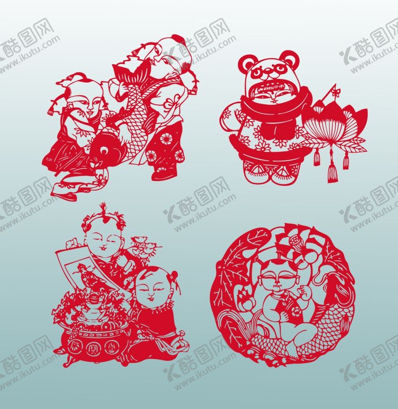 编号：98659011020253549571【酷图网】源文件下载-传统剪纸风新年吉祥图案