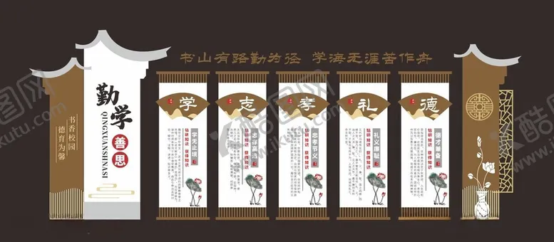 编号：10431206031347133794【酷图网】源文件下载-校园学校文化墙宣传栏橱窗图案