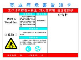 木粉尘职业病危害告知卡