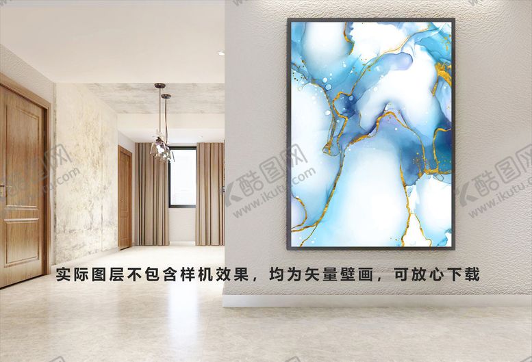 编号：22592205041026367120【酷图网】源文件下载-创意大理石水墨壁画