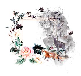 梦幻水彩绘画花环