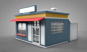 C4D模型像素房子店铺