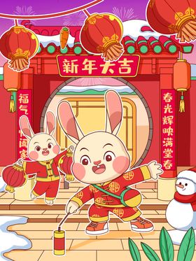 兔年海报祥云中国文化中式背景