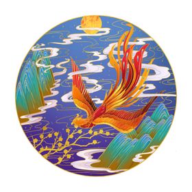 国潮凤凰插画中中风广告海报