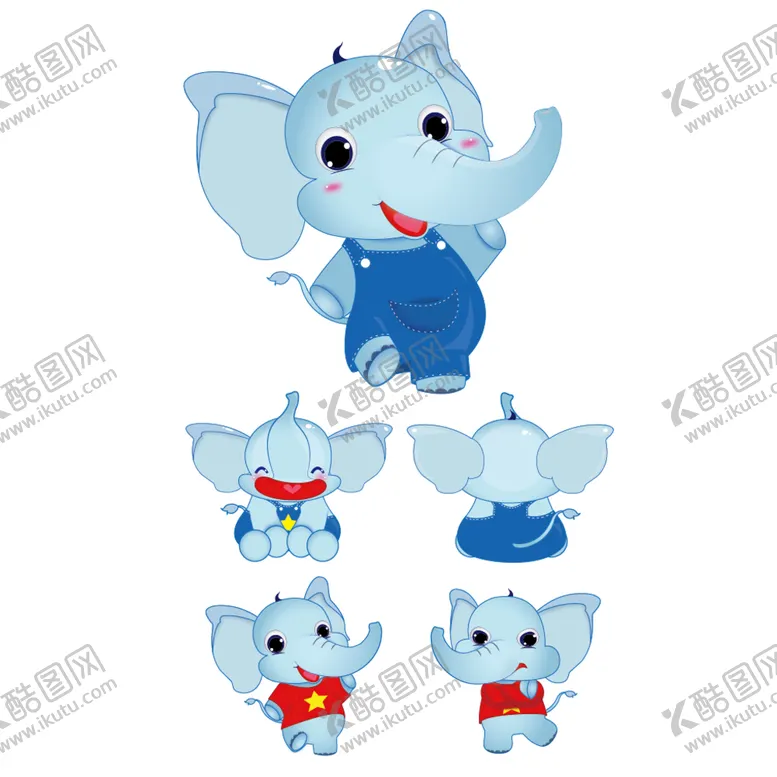 编号：33628201190749114150【酷图网】源文件下载-蓝色大象可爱吉祥物