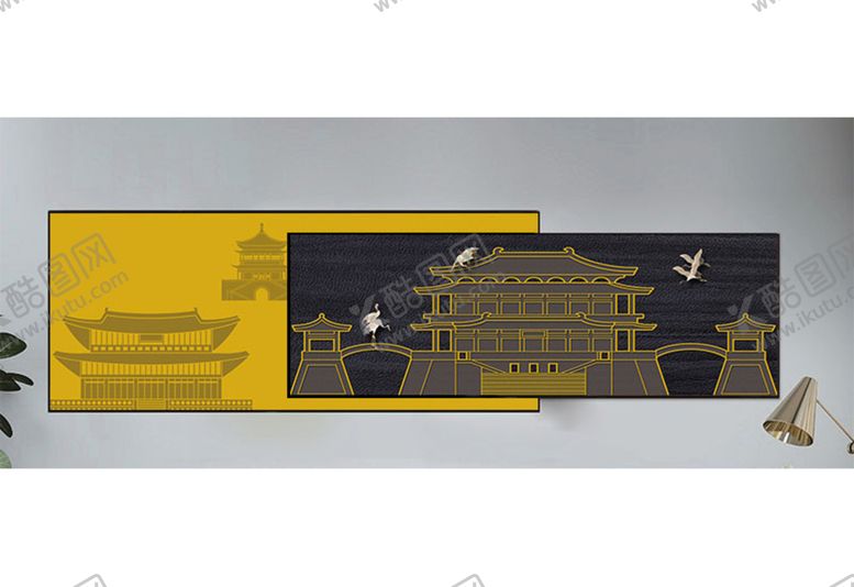 编号：47034202022304049116【酷图网】源文件下载-古代建筑挂画装饰画