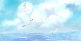 天空包装礼盒插画手机壳插画