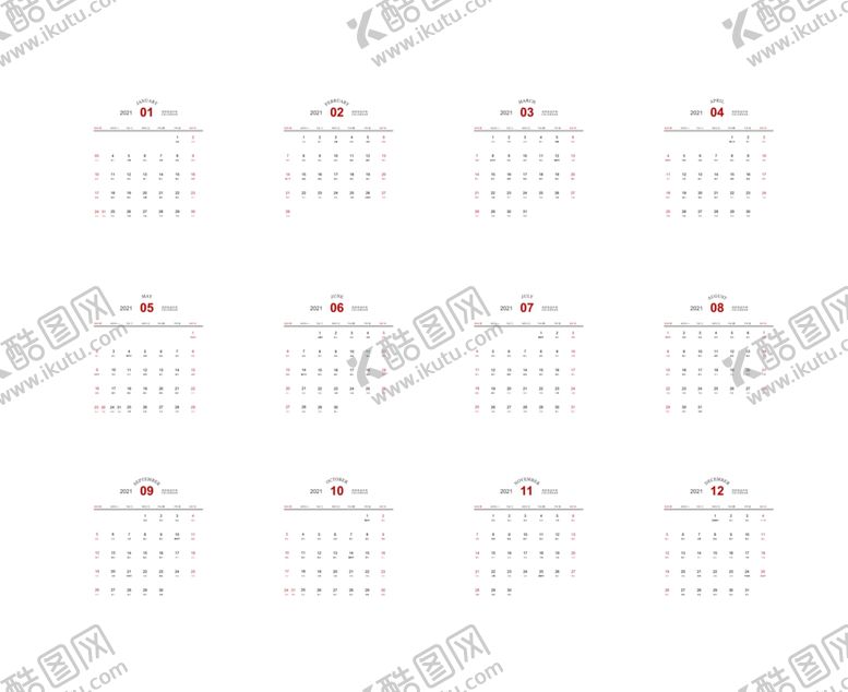 编号：43985609211919544511【酷图网】源文件下载-2021年竖版台历模板