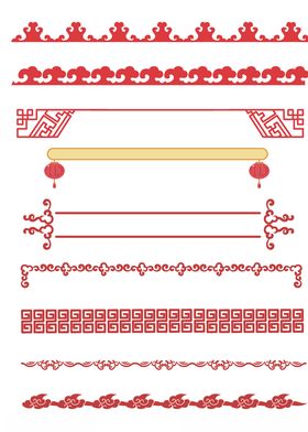 矢量传统灯笼元素地产花边古建筑边框