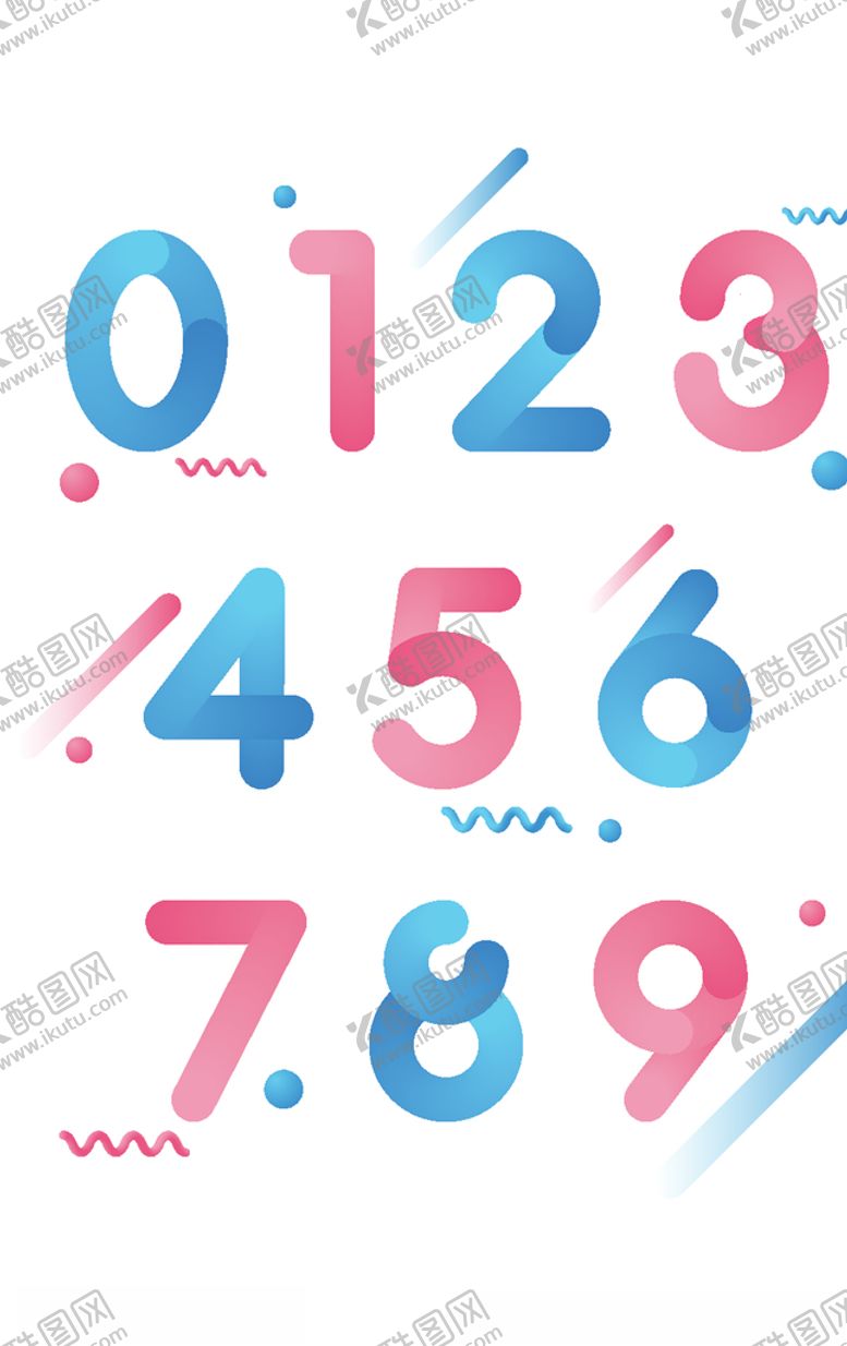 编号：83436705172243233182【酷图网】源文件下载-渐变数字套图