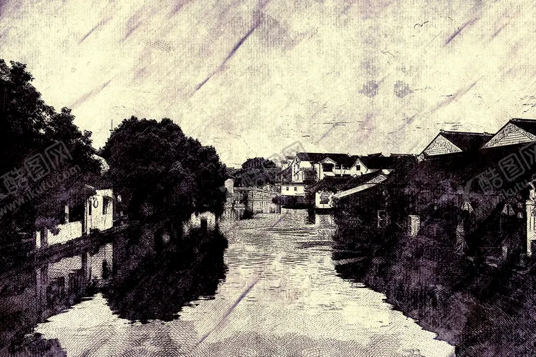 编号：85672109280458526791【酷图网】源文件下载-中式建筑手绘插画