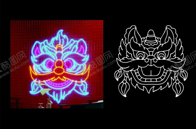 编号：88224901251153541154【酷图网】源文件下载-老虎矢量霓虹灯效果图