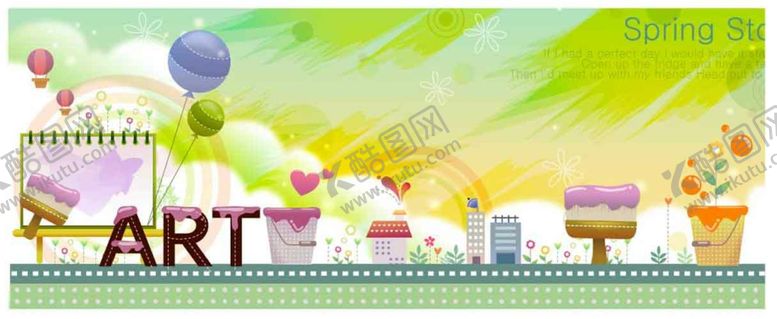 编号：75932809131644055796【酷图网】源文件下载-绿色展板卡通可爱手绘背景