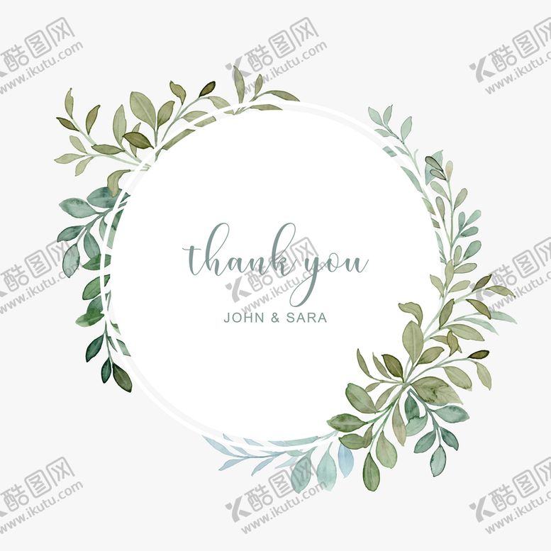 编号：04189710100226209370【酷图网】源文件下载-矢量手绘花草植物感谢卡