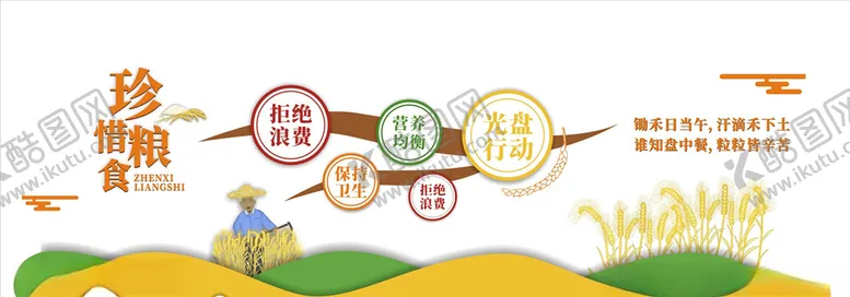编号：41688106241206494237【酷图网】源文件下载-珍惜爱惜粮食餐厅文化墙