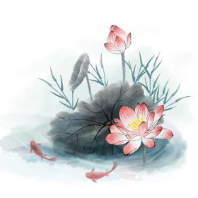 荷花国风古风背景海报素材