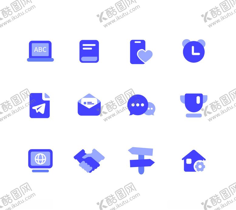 编号：16480604050404309907【酷图网】源文件下载-蓝色简约多功能图标集合