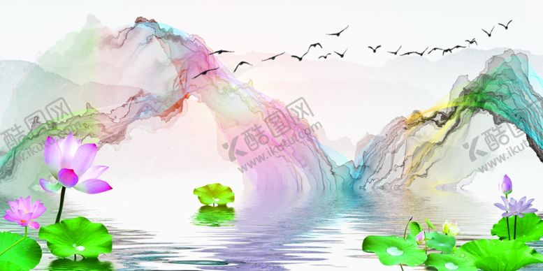 编号：27304206261610209213【酷图网】源文件下载-中式荷花意境装饰画