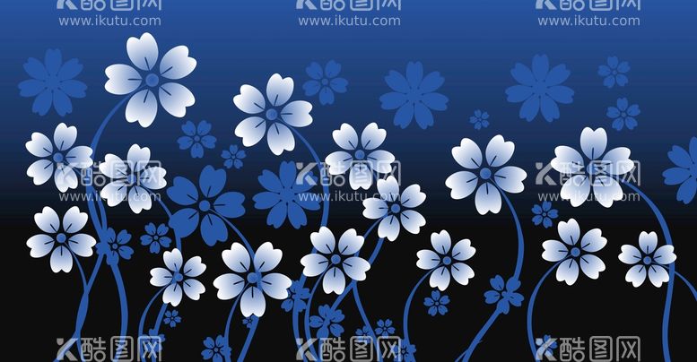 编号：81405510181014285218【酷图网】源文件下载-蓝白花 五叶花