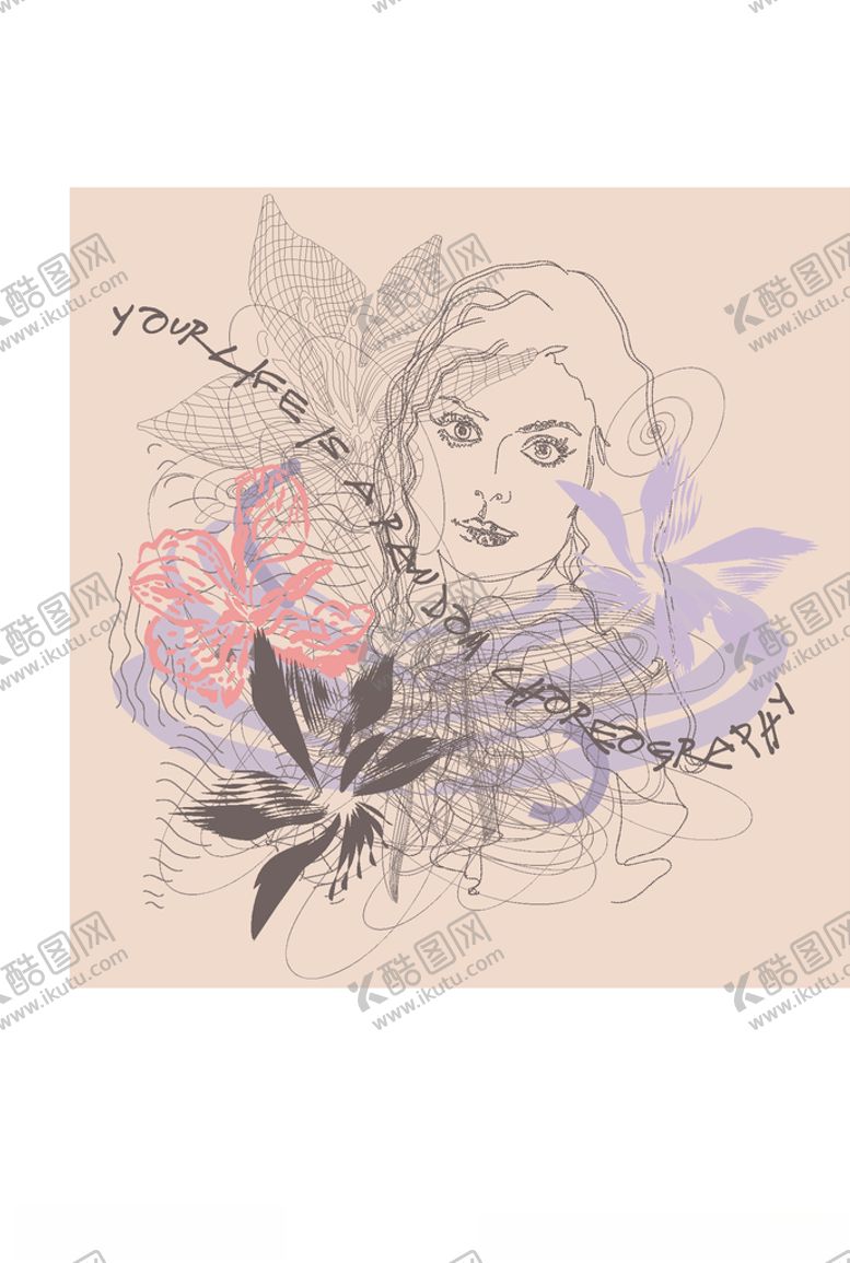 编号：43494005082130229490【酷图网】源文件下载-女装人物印花