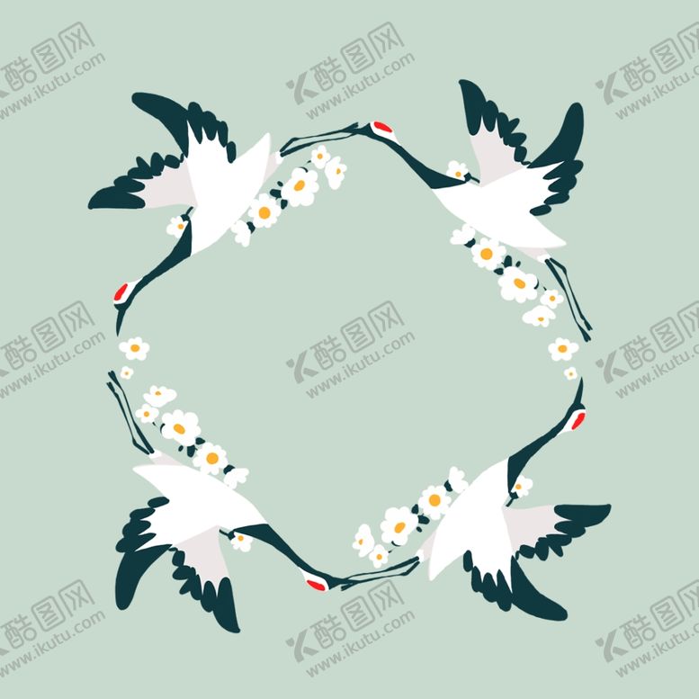 编号：85100302162207045969【酷图网】源文件下载-仙鹤图案插画