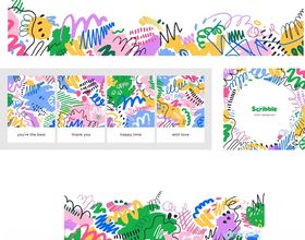 多彩花卉边框矢量素材