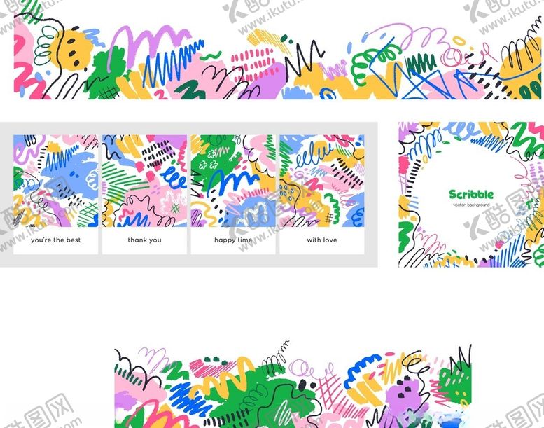 编号：46779404050905599935【酷图网】源文件下载-多彩花卉边框矢量素材