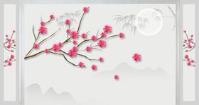 浮雕花梅花背景墙
