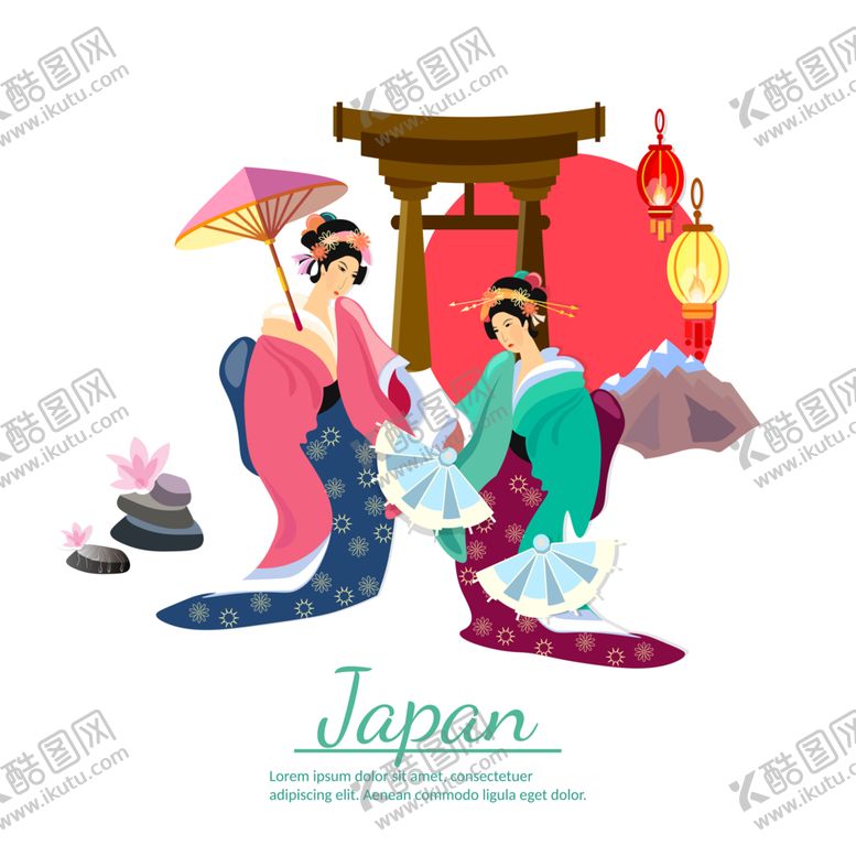 编号：68449109251827046277【酷图网】源文件下载-PNG日本文化旅游背景人物