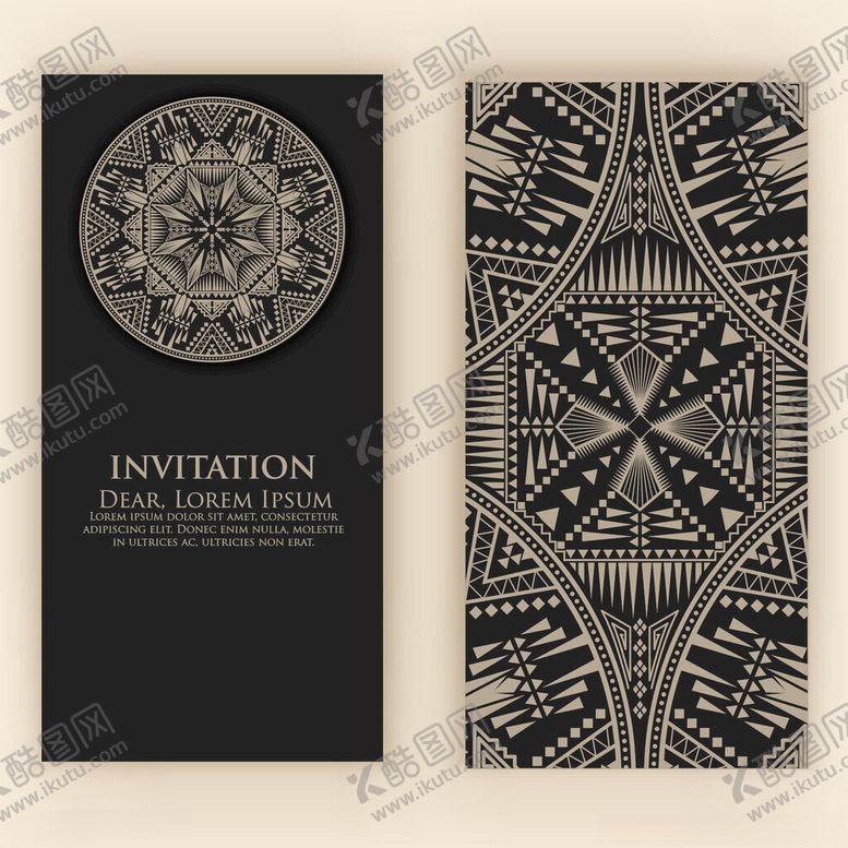 编号：61288012182356485051【酷图网】源文件下载-黑白几何图案邀请函设计
