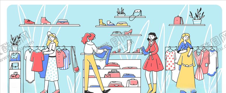 编号：42228710200416209085【酷图网】源文件下载-女装店插画