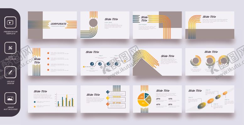 编号：21340404241916326914【酷图网】源文件下载-暖色简约线条ppt