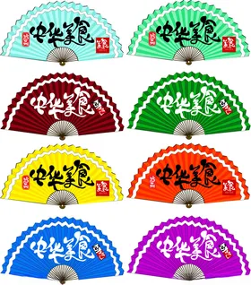 多彩传统文化折扇展示