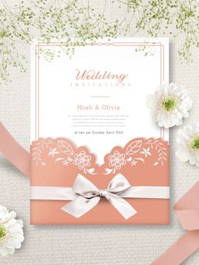 婚礼请柬花卉唯美邀请函