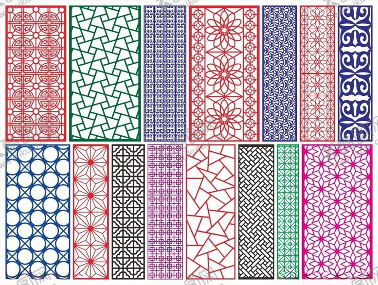 编号：48652810161258212298【酷图网】源文件下载-窗花镂空花纹屏风隔断雕花