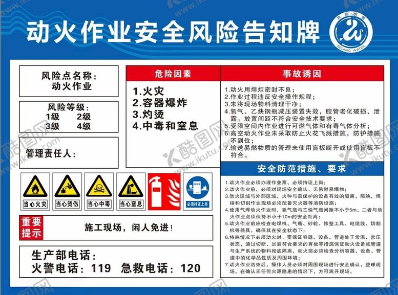 编号：12515102101339455023【酷图网】源文件下载-动火作业安全风险告知牌