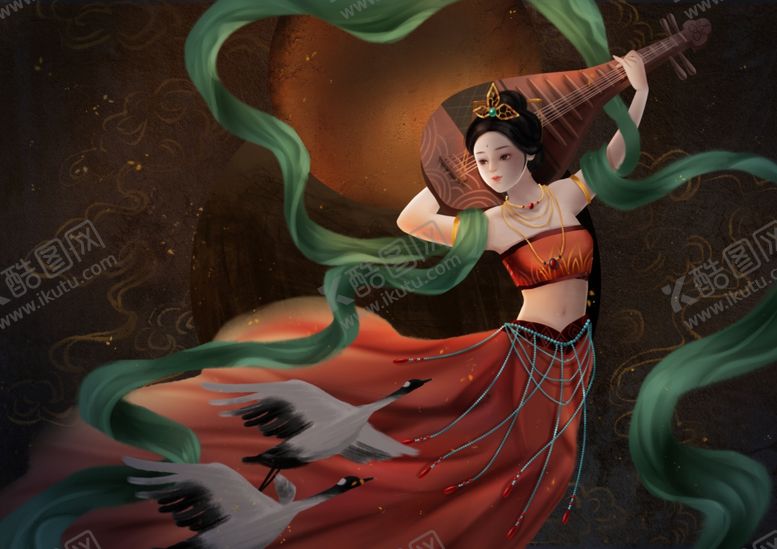 编号：94445609270732477461【酷图网】源文件下载-敦煌壁画人物仙女插画卡通素材