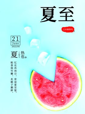 简约风二十四节气小清新夏至海报