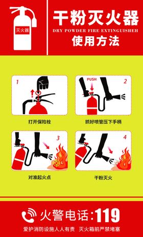 干粉灭火器使用方法图示