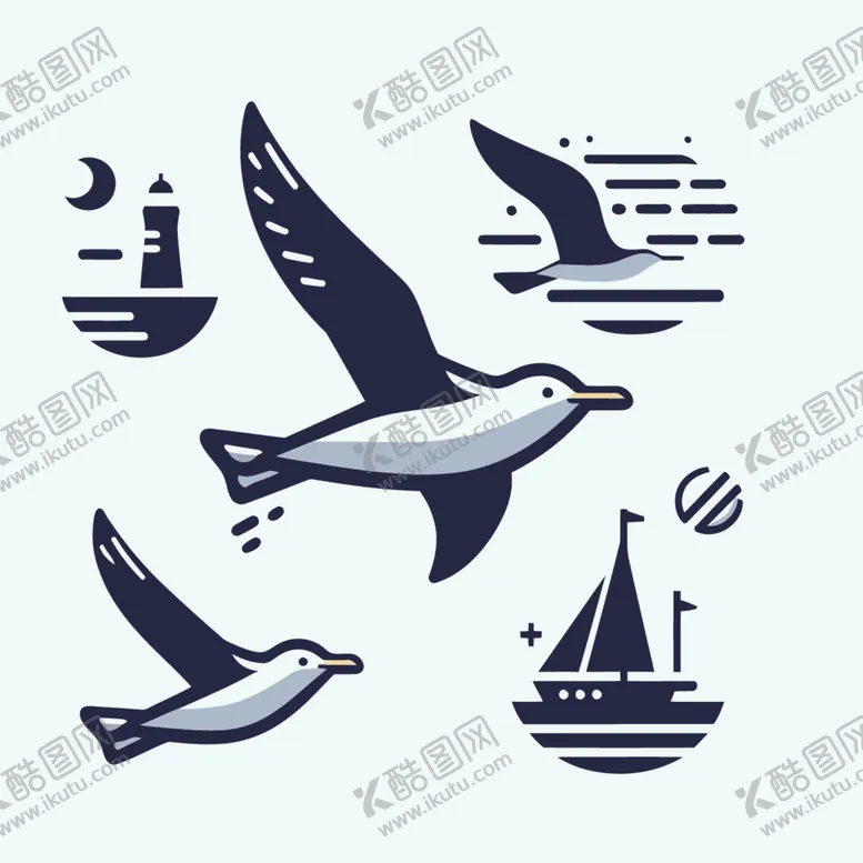编号：80077612130940448125【酷图网】源文件下载-海鸥剪影创意
